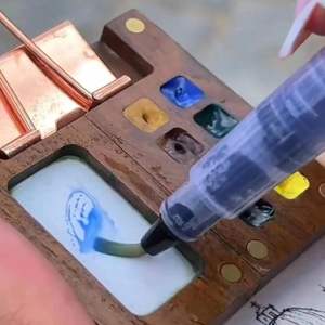 Mini étui de peinture <span class=keywords><strong>en</strong></span> bois pliant avec <span class=keywords><strong>palette</strong></span> de couleurs de tableau <span class=keywords><strong>blanc</strong></span> pour l'artisanat du bois Boîtes <span class=keywords><strong>en</strong></span> bois - Product Image 2