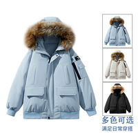 Veste d'hiver surdimensionnée en duvet de canard personnalisée, brodée, avec logo, pour homme, style décontracté