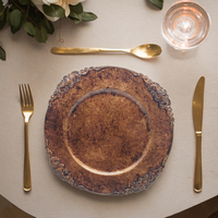 Assiette de présentation en plastique PP de 13 pouces, sans BPA, durable, de luxe, peinte à la main, couleur personnalisée, pour hôtels et restaurants – Meilleures ventes