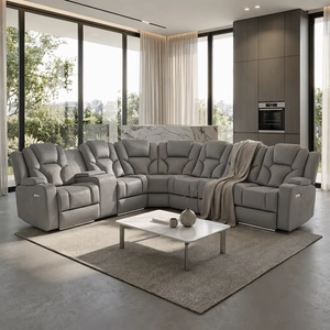 Hot Sell Factory Direct Modern Air Leather Electric Recliner <b>Sofa</b> Set Home Furniture With Bluetooth Speaker and Headrest - Product Image 2