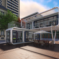 Maison conteneur préfabriquée extensible pour hôtel extérieur, bureau intelligent, espace panoramique, café créatif, salon de thé, appartement