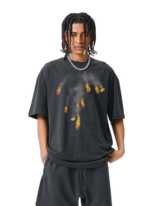 <span class=keywords><strong>T</strong></span>-<span class=keywords><strong>shirt</strong></span> Oversize in Cotone 100% Stile Retrò Streetwear, Stampa Digitale con Tecnologia Antica, Traspirante, per <span class=keywords><strong>Skateboard</strong></span> e Rap - Product Image 1