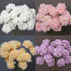 Fleurs d'hortensia artificielles miniatures, branche unique en plastique et soie PU, pour centres de table de mariage et décorations intérieures - Product Image 2