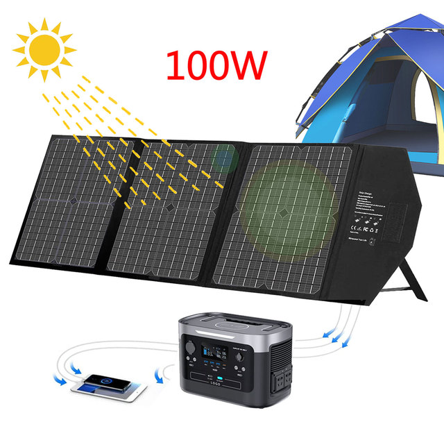 20W 30W 60W 80W 100W High Efficiency Multi Power Foldable Mini All Black Solar Panel