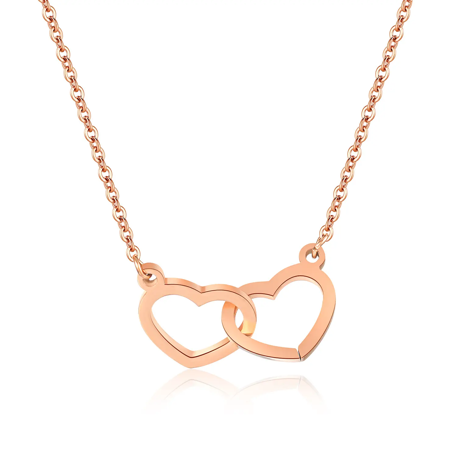 Gold Silver Color Geometric Double Heart Necklace Simple Love Hollow Chain Female Clavicle Chain Wedding Jewelry Gifts Choker