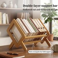 Support de Livres en Bois Incliné pour Bureau, Organisateur de Magazines Portable, Rangement de Livres pour Bureau et Table d'Étude