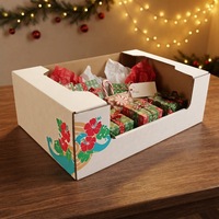 Weihnachtliche Wellpappe-PDQ-Displaybox, Bedruckte Karton-Aufsteller für Kekse, Snacks, Geschenke, Einzelhandel und Großhandel