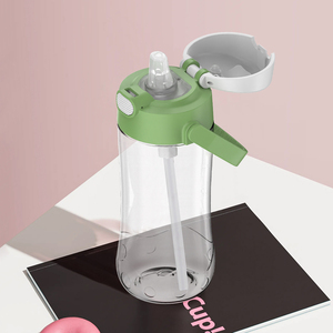 Bpa-free 450ml Fashion Kids Water <b>Bottle</b> Plastic Cylinder <b>Bottles</b> With Carry Handle - Product Image 3