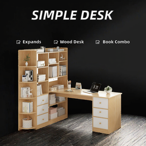 Escritorio de ordenador de madera extensible Simple y moderno de 120cm con combinación de estantería para estudiantes como Escritorio de esquina de dormitorio - Product Image 6