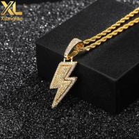 Kalung Rantai Bambu Tembaga Berhiaskan Zirkon Liontin Hip-hop Eropa Amerika Lapis Emas 18K 24 Inci Hadiah