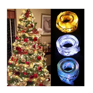 2022 Neues Weihnachts band mit Fairy LED Lights Xmas Tree Ornaments 10M Weihnachts band Draht kante für Navidad Dekor