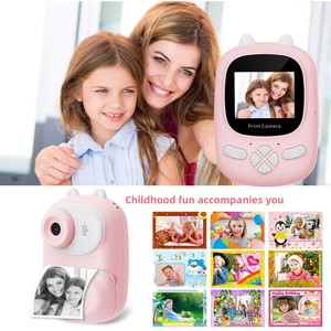 Kedi Kulaklı Çocuklar İçin Anında Baskı Yapan Kamera 1080P Termal Fotoğraf Yazıcılı Selfie Dijital Kamera Sıfır Mürekkepli Oyuncak Hediye Erkek ve Kız Çocukları İçin Seyahat - Product Image 3