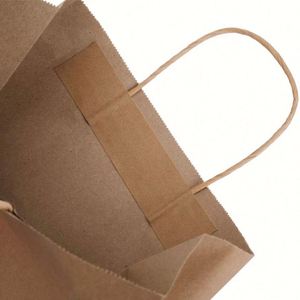 Sacs en papier kraft écologiques recyclés avec poignées brunes pour la vente à emporter, sacs cadeaux personnalisés, emballages artisanaux avec logo - Product Image 3
