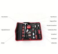 Elehand – Kit d'outils portables 47 pièces avec sac en toile, tournevis, pinces, clé à molette, marteau, lime – Trousse de réparation pour la maison