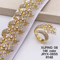 Bijoux Xuping pour femmes, anneaux vintage plaqués or 14 carats en cuivre avec CZ synthétique - Cadeau et bijoux de fête en gros