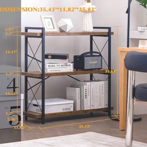 Home living room and bedroom bookshelf, iron and <b>wood</b> combination square <b>shelf</b>, multi-layer brown retro book <b>shelf</b> - Product Image 3