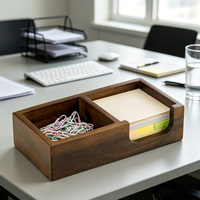 Organizador de Madera de Acacia Sólida para Blocs de Notas, Clips de Papel, Porta Blocs de Notas Compacto para Oficina, Porta Notas Adhesivas de Madera para Escritorio