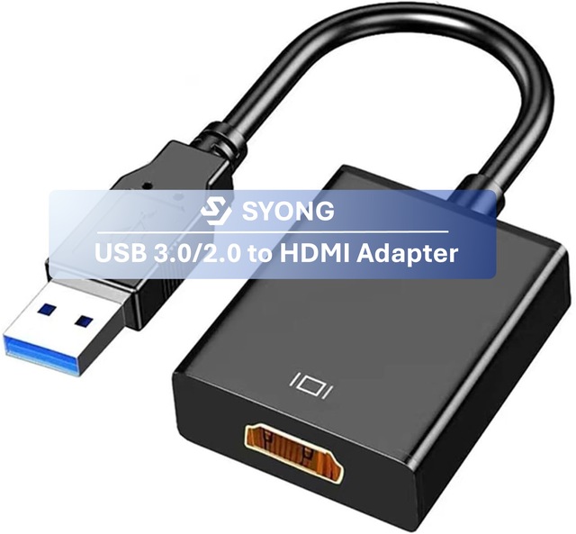 SYONG USB a to HDMI Adapter USB3.0/2.0 to HDMI 1080P Video Audio Converter USB Video Adapter with Audio Video Sync Transmission