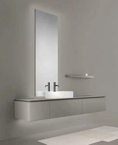 Mueble de Baño Flotante de Estilo Minimalista Italiano de Alta Gama, Serie Gris, con Lavabo de Cerámica Montado en la Parte Superior - Product Image 5