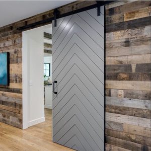 Vente à chaud en usine Porte de <span class=keywords><strong>grange</strong></span> coulissante en bois MDF moderne Intérieur Rail supérieur en bois pour villas et hôtels - Product Image 4
