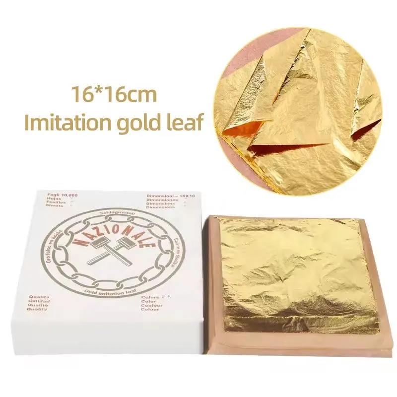 Chinese Manufacturing 16*16Cm Gold Leaf Sheets 10000Pcs Italian Imitation Gold Leaf Paper For Art Furniture Decoration