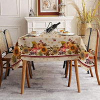Nappe résistante aux plis imprimée de feuilles d'automne, couverture de table de vacances pour un usage formel ou quotidien