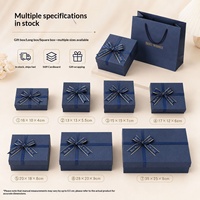 Boîte cadeau rectangulaire de luxe en deux parties, boîte à bijoux avec couvercle et base à ruban nœud papillon, emballage pour vente en gros, logo personnalisé en gros