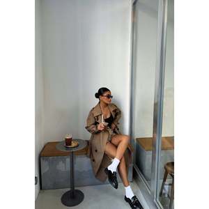 Manteau long en laine mérinos pour femme Osanna, style décontracté, double boutonnage, imprimé, pour l'automne et l'hiver, tissu tricoté - Product Image 2