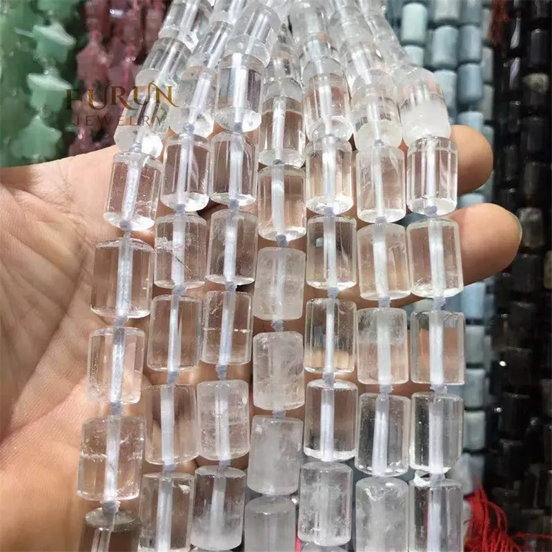 10 renk doğal taşlar Faceted tüp boncuk 11x16MM çok renkler Crytal kuvars taş Polyhedral silindir sütun varil gevşek B