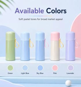 Bouteille isotherme en acier inoxydable à double paroi de 350 ml, thermos portable avec sangle de transport - Product Image 1