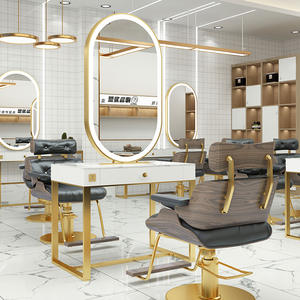 Nouveau luxe salon de coiffure miroir bureau Double miroir miroir salon de coiffure dédié salon de coiffure marbre verre meubles de salon - Product Image 1