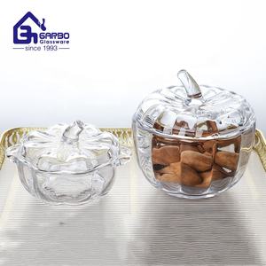 Barattolo di vetro elegante a forma di zucca con coperchio in vetro trasparente zucchero Snack ciotola da portata di frutta con coperchio vaso di vetro di zucca all'ingrosso - Product Image 1