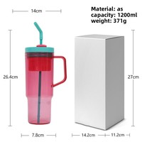 40 oz PC plastic tumbler met rietje en handvat, gepersonaliseerde bekers, tumblers groothandel, bulk, lekvrije tumbler