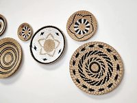 Paniers de rangement artisanaux vietnamiens en rotin naturel tressé, plateaux de service, paniers muraux plats en jonc de mer pour plantes, ensembles de décoration