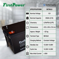 Batterie AGM VRLA FirstPower LFP12200 12V 200Ah sans entretien, batterie au plomb scellée pour système d'alimentation de secours UPS