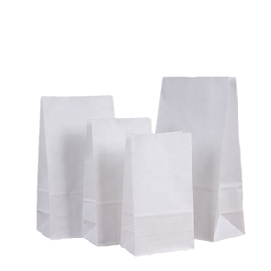 Sacs en papier kraft blancs recyclables, plats, jetables, avec fermeture autocollante et poignées torsadées, pour usage alimentaire - Product Image 3