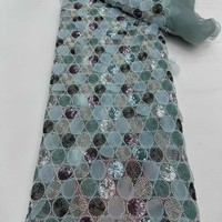 Nouveau tissu en dentelle à sequins de style européen, américain et moyen-oriental, 100 % polyester, populaire, avec broderie laser grande et petite pour chaussures