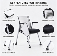 Chaise de bureau pliable ergonomique avec soutien lombaire confortable pour une longue séance à la maison/réunion/formation