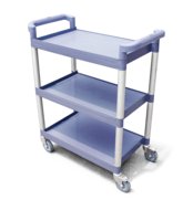 Chariot de service alimentaire en plastique à 3 niveaux pour restaurants chariot de service alimentaire en plastique chariot à 4 roues chariot de nettoyage chariot d'équipement de buffet