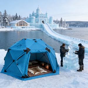 <span class=keywords><strong>Abri</strong></span> de pêche sur glace portable et isolé de luxe pour des excursions de pêche hivernale chaudes et pratiques - Product Image 2