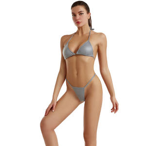 Bañador Sexy con tiras divididas para mujer con efecto láser reflectante Bikini brillante nocturno Lencería Traje de baño Trajes de baño de playa - Product Image 2