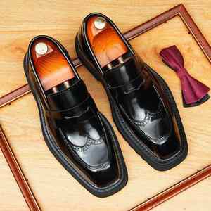 Nouvelles Chaussures en Cuir Haut de Gamme pour Hommes, Sur Mesure, Style Business Décontracté, à Bout Large, en Cuir de Vachette Pleine Fleur Poli à l'Anglaise - Product Image 6