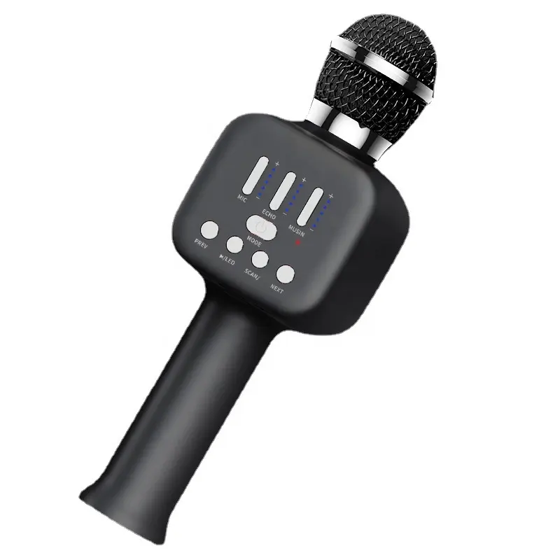 Q12 mikrofon bernyanyi ajaib, pemutar Karaoke nirkabel genggam mikrofon untuk menyanyi pesta rumah mikrofon gigi biru untuk ponsel