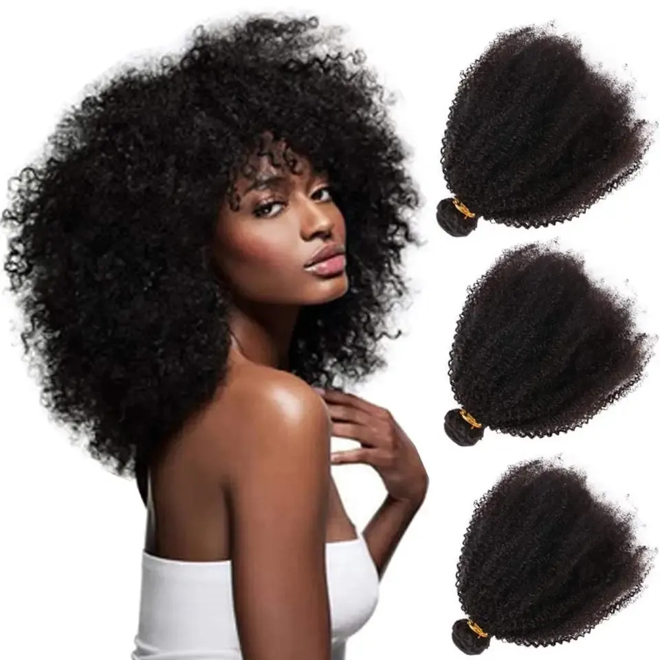 黒人女性のための最高品質10インチアフロキンキーレミーヘア100% 人毛安いサプライヤーブラジルバンドル人毛エクステンション