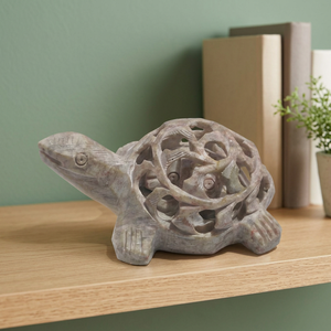 Objet décoratif en pierre savonneuse en forme de tortue - Product Image 4