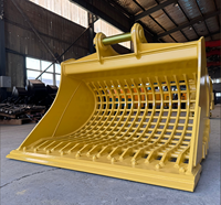 RSBM Skeleton Riddle Bucket untuk Excavator 22 Ton, Grid Sieve Bucket, Attachment Pemisah Batu