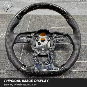 พวงมาลัยคาร์บอนไฟเบอร์ลายเกล็ดหิมะสีทองสำหรับรถ Audi A3 <span class=keywords><strong>2018</strong></span> 2019 A4 A5 A6 S3 A8 S6 RS4 RS6 RS7 - Product Image 3