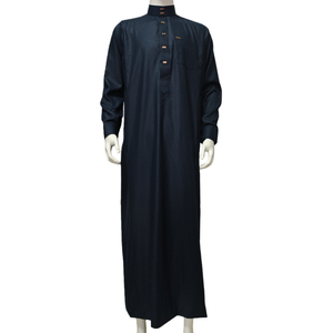 メンズ向け、控えめな伝統的なムスリムの高級無地長袖サウジスタイルビジネスローブ、アラビアドレス、冬用ポリエステル、結婚式用 - Product Image 3