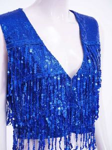 Gilet de soirée brillant pour femmes, haut de danse de salon pour la danse jazz, hip hop, festival de musique, boîte de nuit, fête d'anniversaire, cosplay - Product Image 3