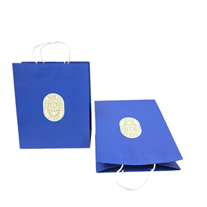 Vintage logo Deep Blue Kraft Paper <strong>Bag</strong> with Twisted <strong>Handles</strong> Custom Bakery Caf&eacute; Gift Packaging <strong>Bag</strong> - Product Image 4